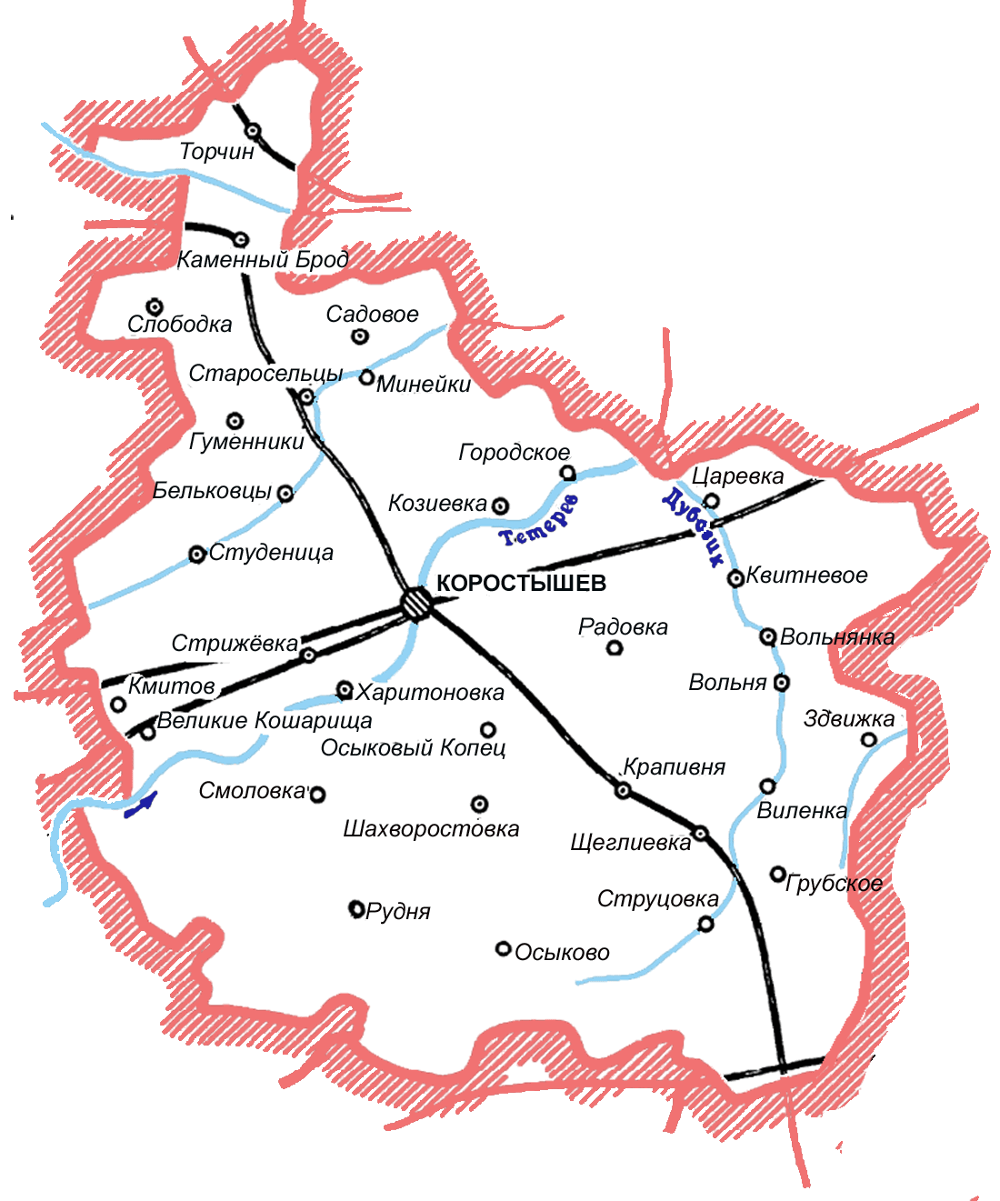 Карта Лугинського Району Житомирської Області
