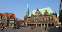 Бременская ратуша и статуя Роланда на Рыночной площади
