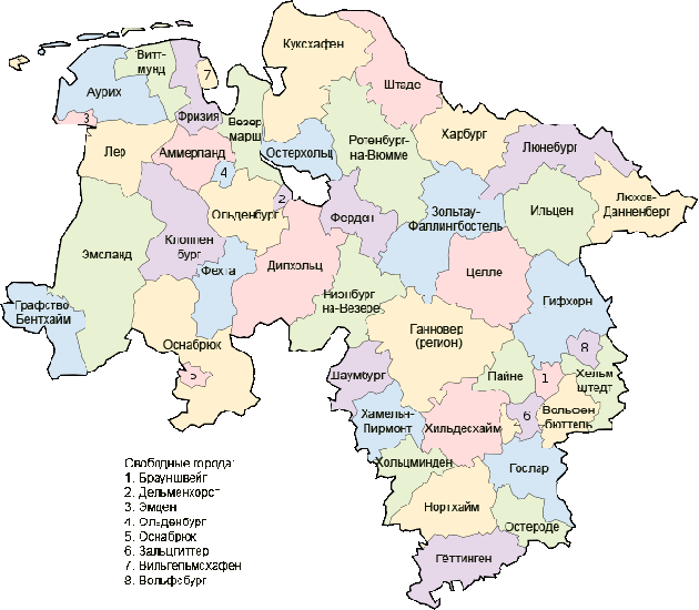 Карта Нижней Саксонии