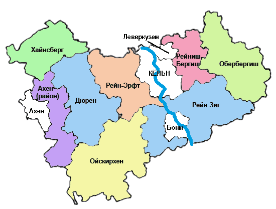 Карта административного округа Кёльн