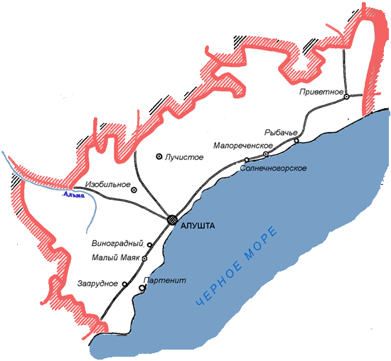 Карта Алуштинского региона