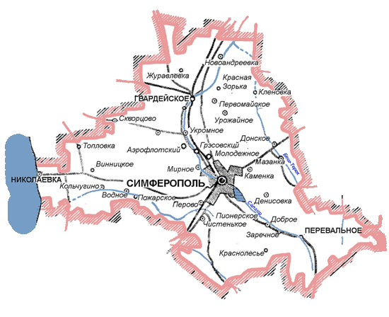 Карта Симферопольского региона