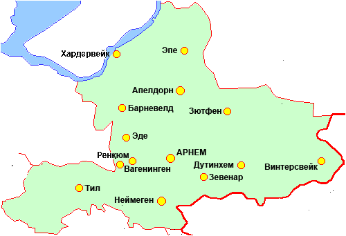 Карта провинции Гелдерланд