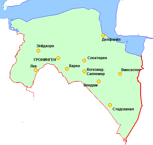 Карта провинции Гронинген