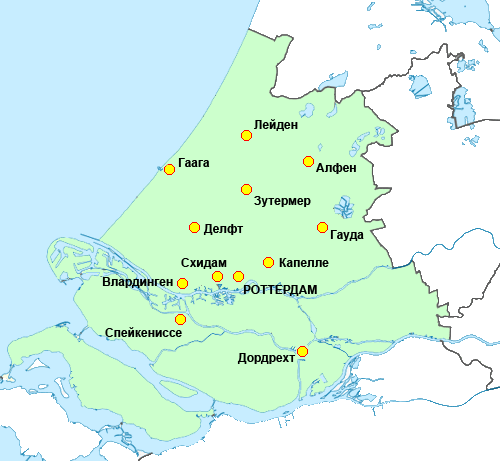 Карта провинции Южная Голландия