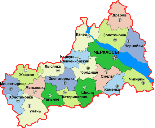 Карта Черкасской области