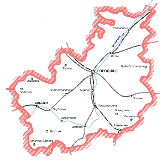 Карта Городищенского района