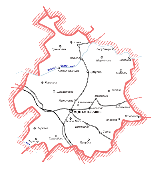 Карта Монастырищенского района