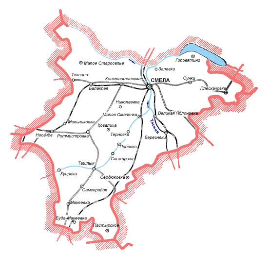 Карта Смелянского района