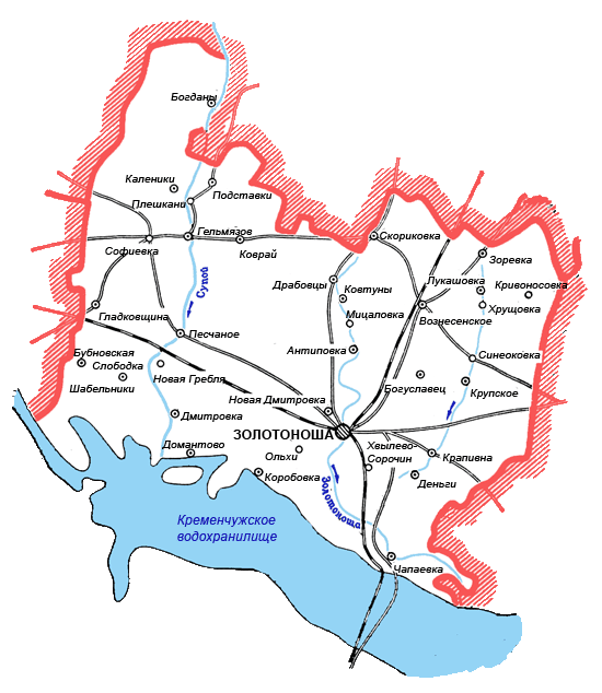 Карта Золотоношского района