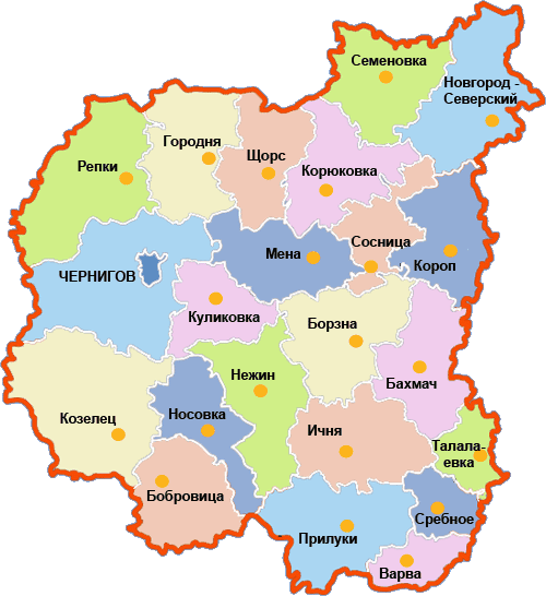Карта Черниговской области