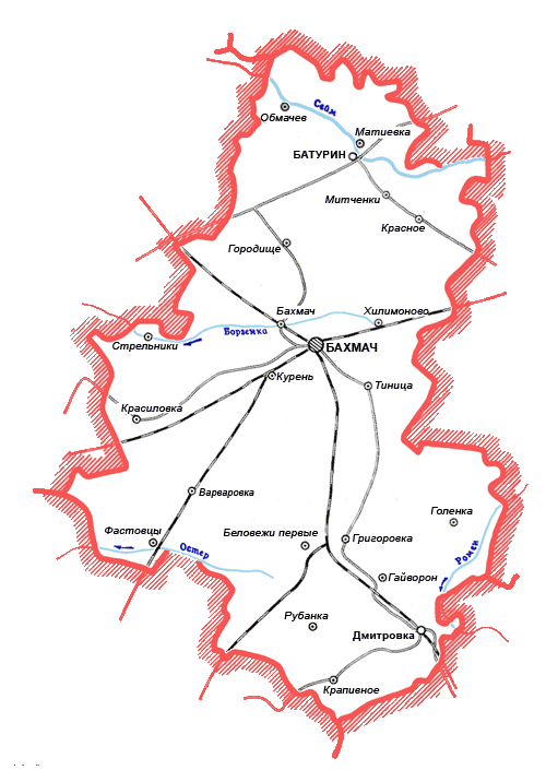 Карта Бахмачского района