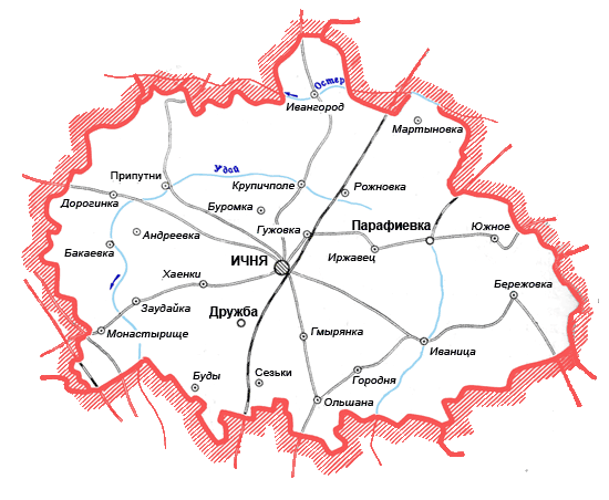 Карта Ичнянского района