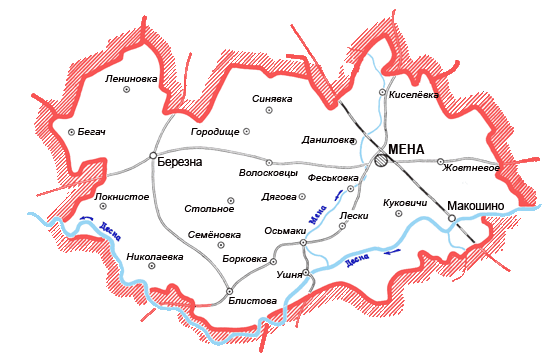 Карта Менского района