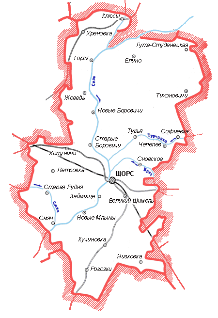 Карта Сновского района