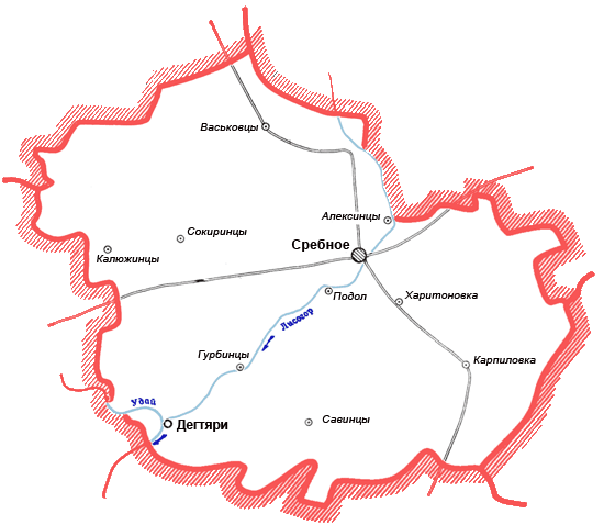 Карта Сребнянского района