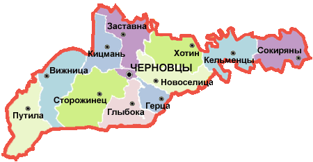 Карта Черновицкой области