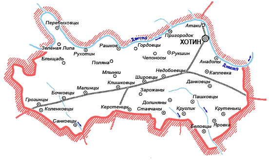 Карта Хотинского района