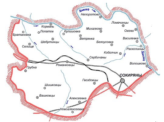 Карта Сокирянского района