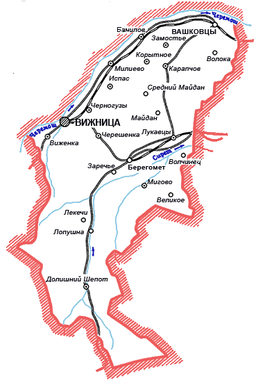 Карта Вижницкого района