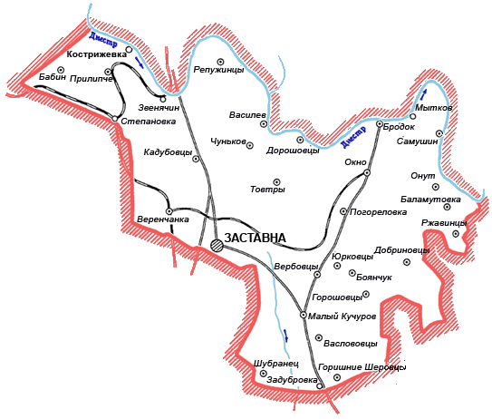Карта Заставновского района