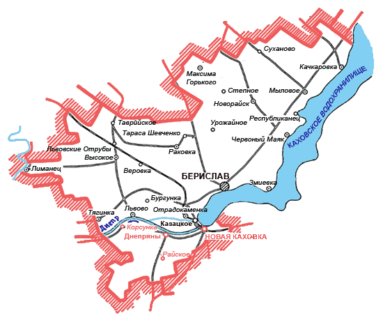 Карта Бериславского района