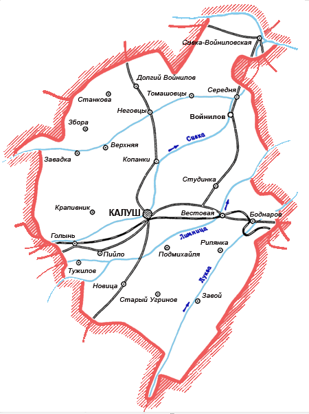 Карта Калушского района