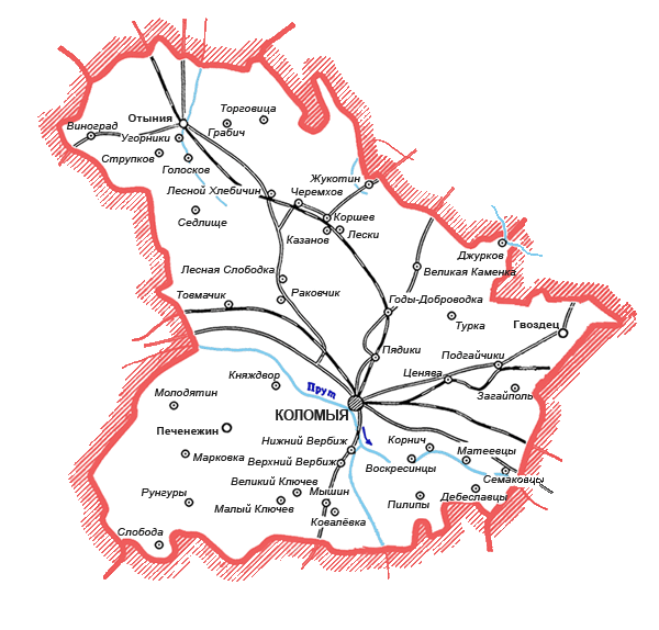 Карта Коломыйского района