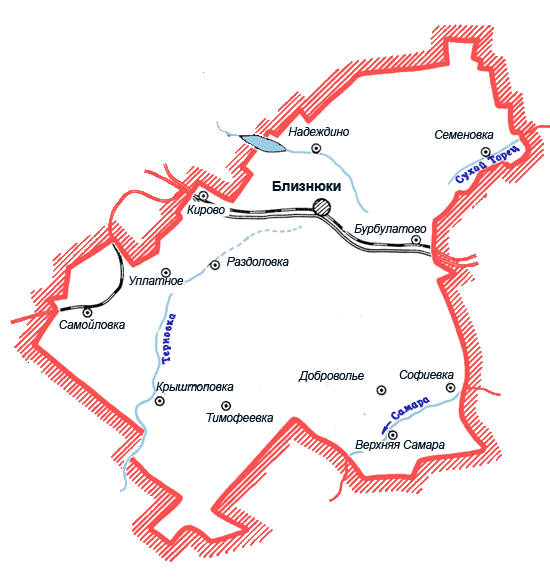 Карта Близнюковского района