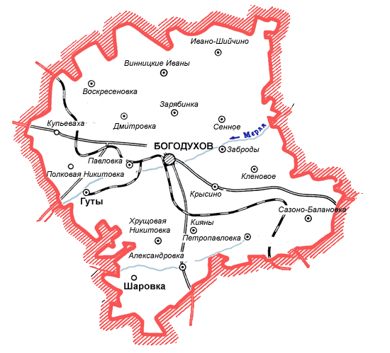 Карта Богодуховского района