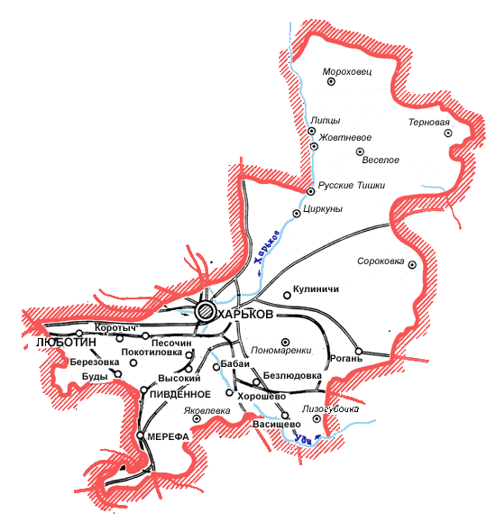 Карта Харьковского района