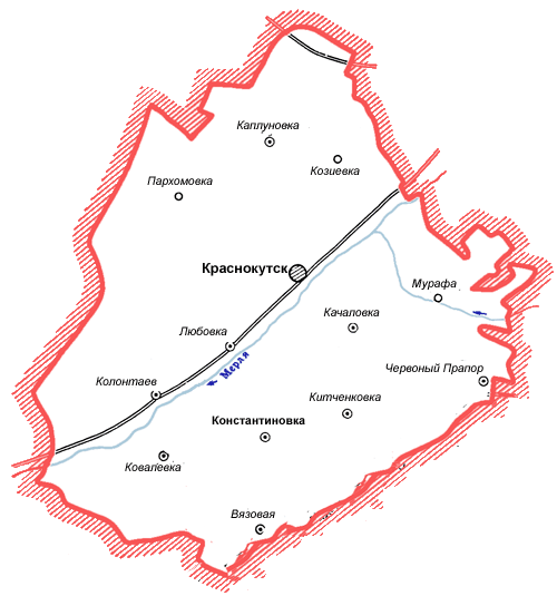 Карта Краснокутского района