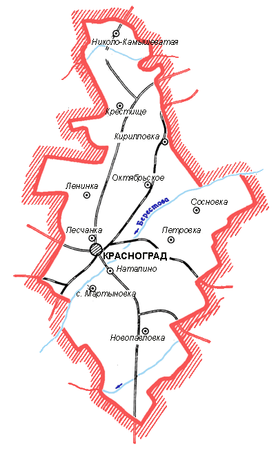 Карта Красноградского района