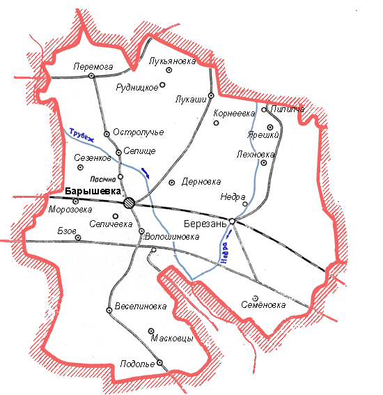 Карта Барышевского района