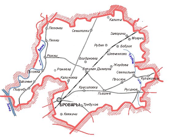 Карта Броварского района