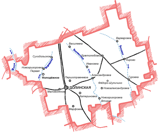 Карта Долинского района