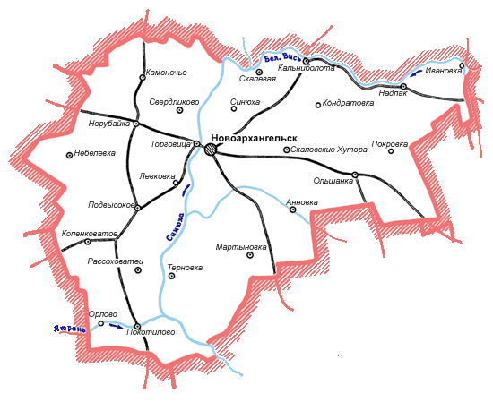 Карта Новоархангельского района