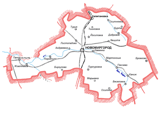 Карта Новомиргородского района