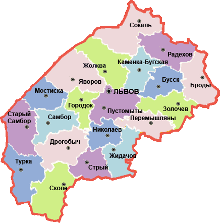 Карта Львовской области
