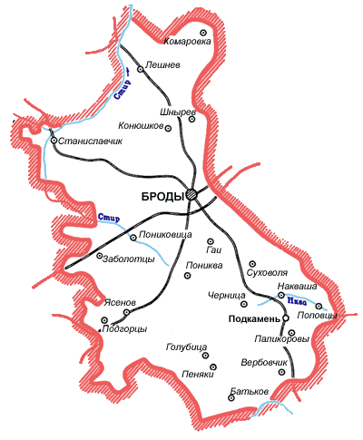 Карта Бродовского района