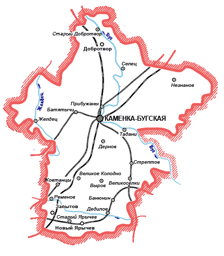Карта Каменка-Бугского района