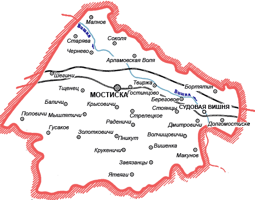 Карта Мостисского района