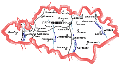 Карта Перемышлянского района