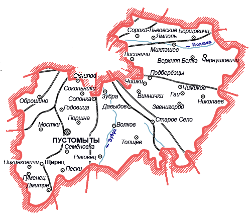 Карта Пустомытовского района
