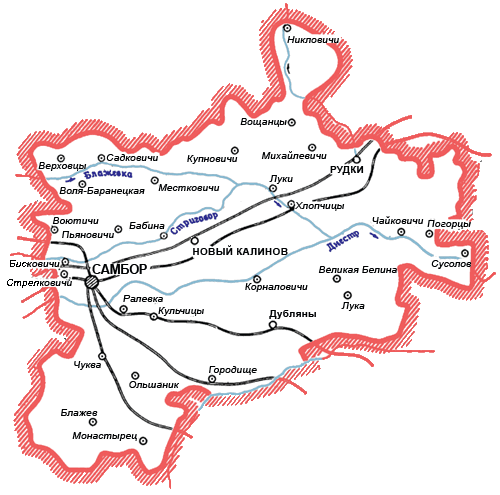 Карта Самборского района