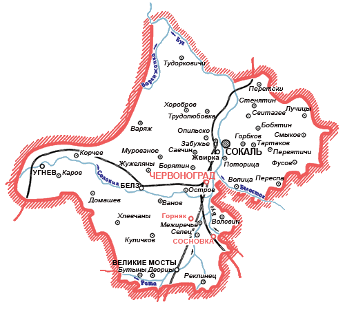 Карта Сокальского района