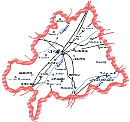 Карта Стрыйского района