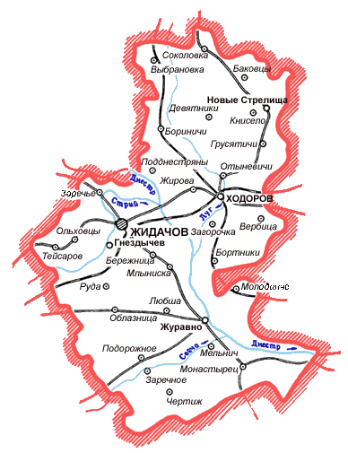 Карта Жидачовского района