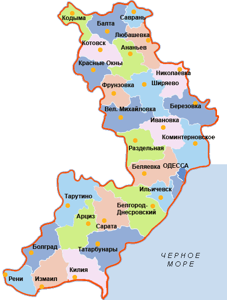 Карта Одесской области