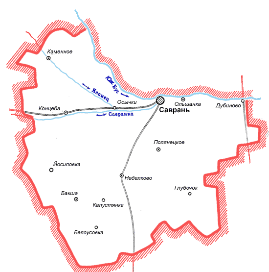 Карта Савранского района